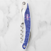 Modern blauw glitter roze monogram naam ober's c kurkentrekker (Voorkant)