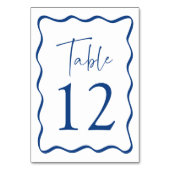 Modern Blauw Golvend Lijst Bruiloft Kaart (Voorkant)