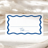 Modern Blauw Golvend Lijst Bruiloft Plaatskaartje