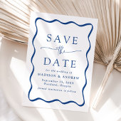 Modern Blauw Golvend Lijst Bruiloft Save The Date