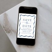 Modern Blauw Golvend Lijst Bruiloft Save The Date