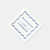 Modern Blauw Golvend Lijst Bruiloft Servet (Hoek)