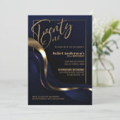 Modern Blauw Goud 21e Verjaardagsfeest Kaart (Staand voorkant)
