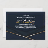 Modern Blauw Goud 30e Verjaardagsfeestje Kaart (Voorkant)