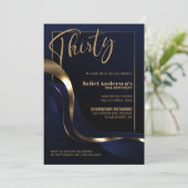 Modern Blauw Goud 30e Verjaardagsfeestje Kaart (Staand voorkant)