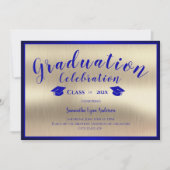 Modern blauw goud Afstuderen klasse van 2024 Kaart (Voorkant)