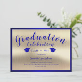 Modern blauw goud Afstuderen klasse van 2024 Kaart (Staand voorkant)