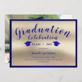 Modern blauw goud Afstuderen klasse van 2024 Kaart (Voorkant / Achterkant)