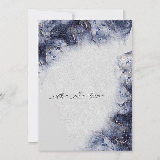 Modern Blauw Goud Agaat Marmer Kaart (Achterkant)