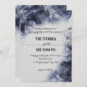 Modern Blauw Goud Agaat Marmer Kaart (Voorkant / Achterkant)