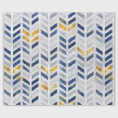 Modern blauw goud chevron artistiek schilderij cadeaupapier (Vlak)