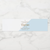 Modern blauw goud doopschrift dank u waterfles etiket (Enkel label)