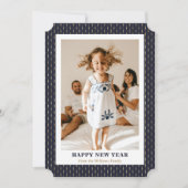 Modern Blauw Goud Foto Gelukkig Nieuwjaar Kaart (Voorkant)