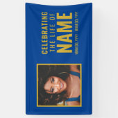 Modern Blauw Goud Foto Viering van het Leven Spandoek (Verticaal)