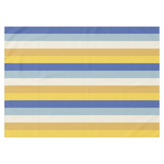 Modern blauw goud geel crème strepen Chanoeka Tafelkleed (Voorkant (Horizontaal))