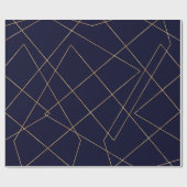 Modern Blauw Goud Geometrisch Lijnenontwerp Cadeaupapier (Vlak)