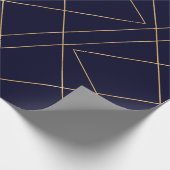 Modern Blauw Goud Geometrisch Lijnenontwerp Cadeaupapier (Hoek)