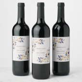 Modern blauw goud groen gepersonaliseerde bruiloft wijn etiket (Flessen)