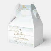 Modern Blauw Goud Kruis Dank je jongen doop Bedankdoosjes (Voorkant Zijde)