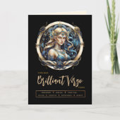 Modern Blauw Goud Maagd Zodiac Teken Maagd Verjaar Kaart (Voorkant)