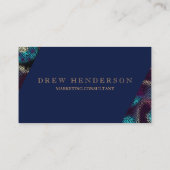 | Modern Blauw Goud Neon Professioneel Visitekaartje (Achterkant)