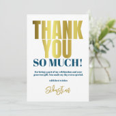 Modern Blauw Goud Partij Bedankkaart (Staand voorkant)