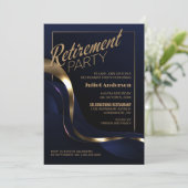 Modern Blauw Goud Pensioen Partij Kaart (Staand voorkant)