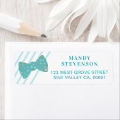 Modern blauw & goud polka dot boog Stropdas & stre Etiket (Insitu)