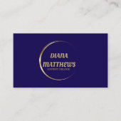 Modern Blauw Goud, QR Code Professionele Foto Visitekaartje (Voorkant)