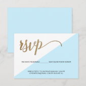 Modern Blauw Goud RSVP geen mailing Gereserveerde  Kaartje (Voorkant / Achterkant)