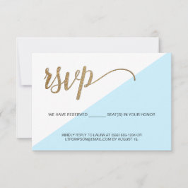Modern Blauw Goud RSVP geen mailing gereserveerde Kaartje