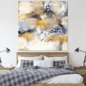 Modern Blauw Goud Schilderen Abstract Canvas Afdruk (Insitu (Slaapkamer))