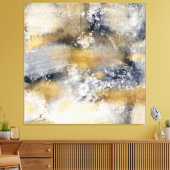 Modern Blauw Goud Schilderen Abstract Canvas Afdruk (Insitu (Woonkamer))
