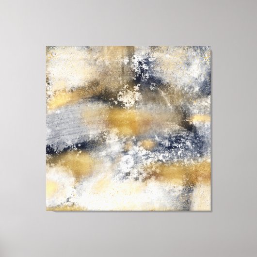 Modern Blauw Goud Schilderen Abstract Canvas Afdruk (Voorkant)