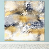 Modern Blauw Goud Schilderen Abstract Canvas Afdruk (Insitu (Houten vloer))