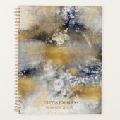 Modern Blauw Goud Schilderen Abstract Planner (Voorkant)