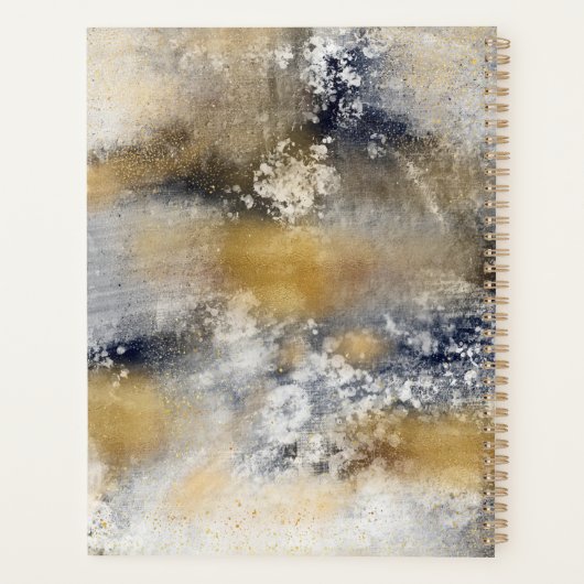 Modern Blauw Goud Schilderen Abstract Planner (Achterkant)