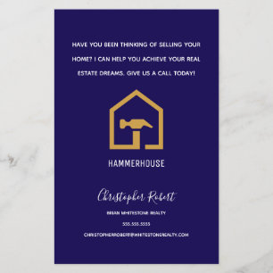 Modern blauw & gouden bouwbedrijf flyer