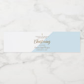 Modern blauw gouden doopschrift dank u waterfles etiket (Enkel label)