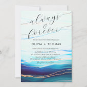 Modern Blauw Gouden Oceaangolf Altijd Voor Altijd  Kaart (Voorkant)