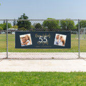 Modern blauw gouden verjaardag eenvoudig elegant s spandoek (Insitu)