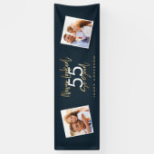 Modern blauw gouden verjaardag eenvoudig elegant s spandoek (Verticaal)