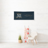 Modern blauw gouden verjaardag eenvoudig elegant s spandoek (Insitu)