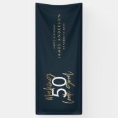 Modern blauw gouden verjaardag eenvoudig elegant s spandoek (Verticaal)