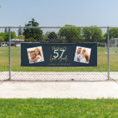 Modern blauw gouden verjaardag eenvoudig elegant s spandoek (Insitu)