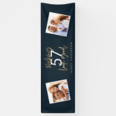 Modern blauw gouden verjaardag eenvoudig elegant s spandoek (Verticaal)