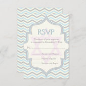 Modern blauw, grijs chevron zigzag Bat Mitzvah RSV RSVP Kaartje (Voorkant / Achterkant)