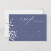 Modern Blauw Grijs Foliage Wedding RSVP Kaart (Voorkant)