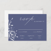 Modern Blauw Grijs Foliage Wedding RSVP Kaart (Voorkant / Achterkant)