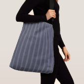 Modern blauw grijs gestreept crossbody tas (Dichtbij)